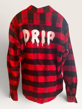 DRIP Red & Black Check Flannel Like Shirt